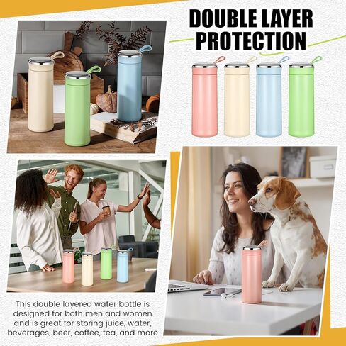 20 Pcs 14oz Water Bottle Glass with Plastic Outer Shell Double-layer Water Bottle with Handle Reusable Juicing Glass-lined for Juice Beverage Tea Men Women Gym Daily Use, 4 Color in Kuwait