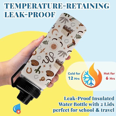 18oz Kids Water Bottle with Straw & 2 Lid, Western Cowboy Stainless Steel Water Bottle, Insulated, Leak Proof, BPA-Free, for School, Travel, Cowgirl Gift Cup for Boys Girls Birthday Gifts in Saudi Arabia