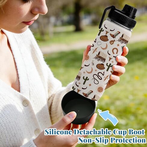 18oz Kids Water Bottle with Straw & 2 Lid, Western Cowboy Stainless Steel Water Bottle, Insulated, Leak Proof, BPA-Free, for School, Travel, Cowgirl Gift Cup for Boys Girls Birthday Gifts in Saudi Arabia