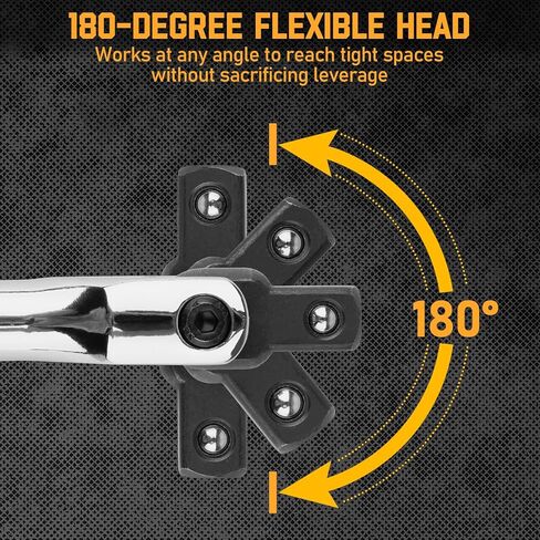 3PCS Breaker Bar Set, 3/8'', 1/4in, 1/2inch Breaker Bars with 180°Rotatable Head, Heavy Duty Breaker Bar Kit with 15 inch, 10 inch, 6 inch Length for Automobile and Motorcycle Maintenance and Repair in Kuwait