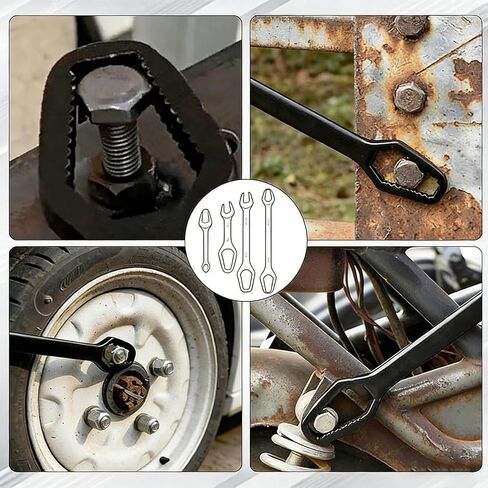 4PCS Universal Torx Wrench Double-Head Self-Tightening Wrench, Adjustable Glasses Wrench for 3mm-22mm Nuts,Multi-function Metal Wrench for Plumbing Repair Car Bicycle Home Engineering Repair in Kuwait
