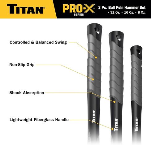 مجموعة مطرقة كروية من 3 قطع من Titan Pro-X 63706، تتضمن قلم كروي 8 أونصة و16 أونصة و32 أونصة، وحماية من الضربات الزائدة، ورؤوس فولاذية مشكلة، ومقابض من الألياف الزجاجية الممتصة للصدمات ومقابض منسوجة in Kuwait