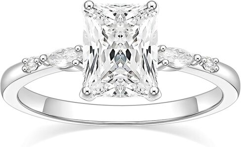TIGRADE 3CT Engagement Ring for Women Radiant Cut Cubic Zirconia Wedding Band CZ Promise Anniversary Ring Size 3-12.5 in Saudi Arabia