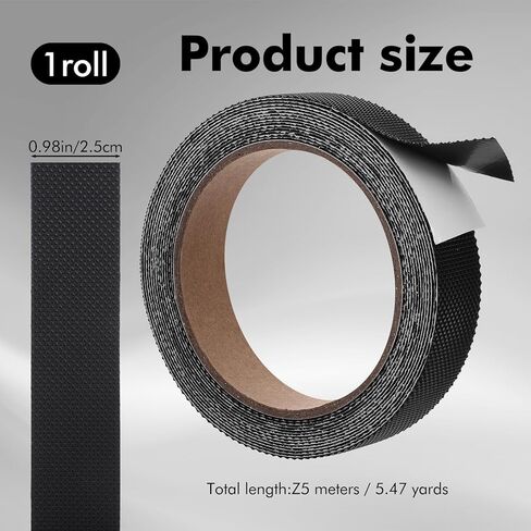 Rubber Grip Tape Anti Slip Tape, Ultra-Thin Strong Adhesive Anti-Slip Waterproof Heat Resistant Wear-Resistant Cushion Pad, Making Handles or Contact Surfaces Safer（Black, 1In x 16Ft） in Kuwait