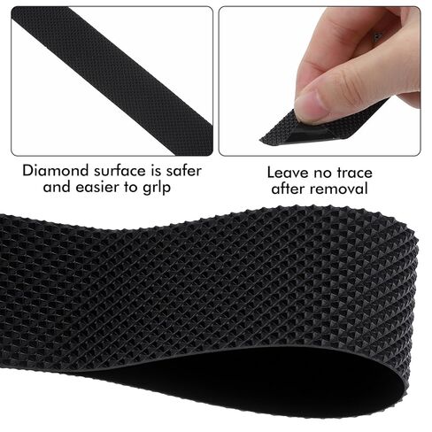 Rubber Grip Tape Anti Slip Tape, Ultra-Thin Strong Adhesive Anti-Slip Waterproof Heat Resistant Wear-Resistant Cushion Pad, Making Handles or Contact Surfaces Safer（Black, 1In x 16Ft） in Kuwait