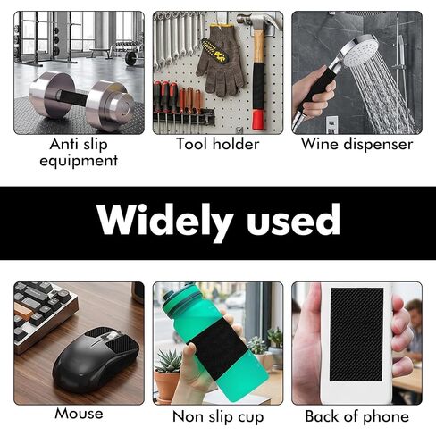 Rubber Grip Tape Anti Slip Tape, Ultra-Thin Strong Adhesive Anti-Slip Waterproof Heat Resistant Wear-Resistant Cushion Pad, Making Handles or Contact Surfaces Safer（Black, 1In x 16Ft） in Kuwait