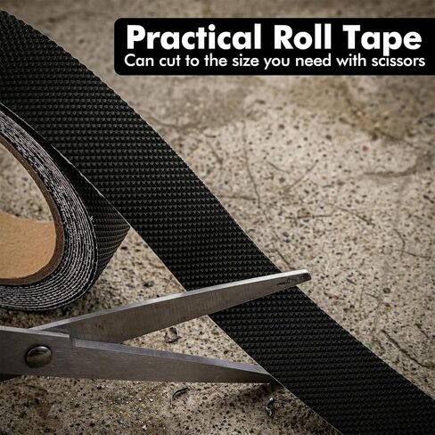 Rubber Grip Tape Anti Slip Tape, Ultra-Thin Strong Adhesive Anti-Slip Waterproof Heat Resistant Wear-Resistant Cushion Pad, Making Handles or Contact Surfaces Safer（Black, 1In x 16Ft） in Kuwait