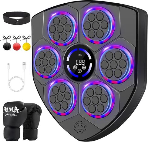 Music Boxing Machine,Smart Boxing Machine for Adults with Boxing Gloves,9 Modes & 9 Speeds Wall Mounted Music Punching Machine for Home Gym Office Workout in Kuwait