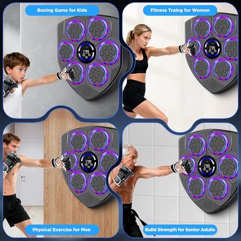 Music Boxing Machine,Smart Boxing Machine for Adults with Boxing Gloves,9 Modes & 9 Speeds Wall Mounted Music Punching Machine for Home Gym Office Workout in Kuwait