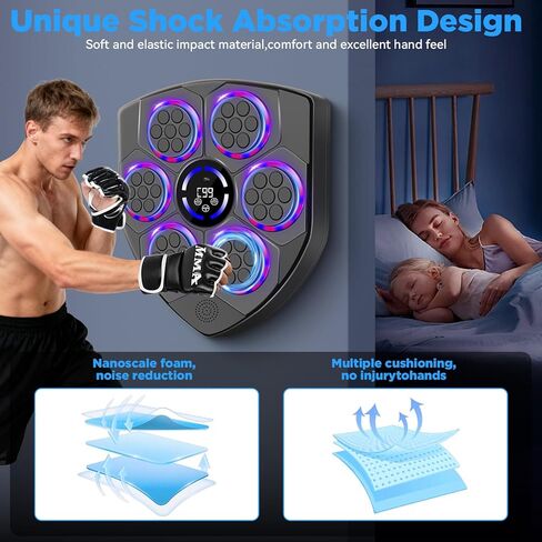 Music Boxing Machine,Smart Boxing Machine for Adults with Boxing Gloves,9 Modes & 9 Speeds Wall Mounted Music Punching Machine for Home Gym Office Workout in Kuwait