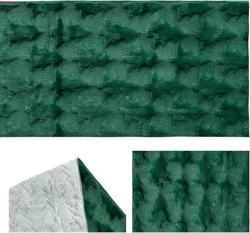 Artoid Mode Christmas Trees Green Soft Plush Faux Fur Jacquard Christmas Table Runner, Holiday Kitchen Dining Table Decoration for Home Party Decor 13x72 Inch in Kuwait