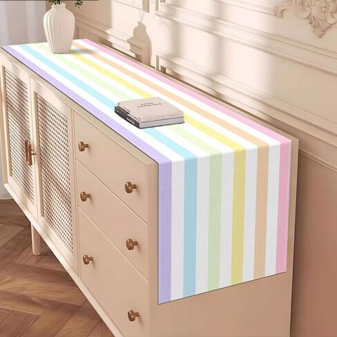 Easter Pastel Striped Table Runner Colorful Stripes Spring Birthday Party Decoration Home Kitchen Dining Room Table Decor in Kuwait
