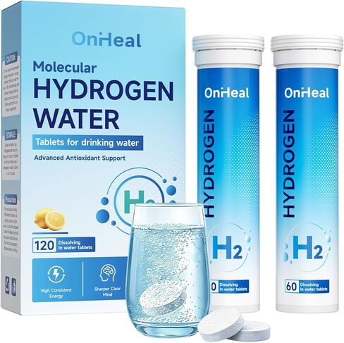 Hydrogen Water Tablets 16 PPM, Molecular Hydrogen H2 with Magnesium, Dissolvable Hydrogen Tablets for Water, Cellular Energy and Brain Support, Healthy Aging Support, 60 Count in Kuwait