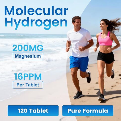 Hydrogen Water Tablets 16 PPM, Molecular Hydrogen H2 with Magnesium, Dissolvable Hydrogen Tablets for Water, Cellular Energy and Brain Support, Healthy Aging Support, 60 Count in Kuwait