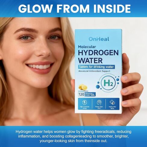 Hydrogen Water Tablets 16 PPM, Molecular Hydrogen H2 with Magnesium, Dissolvable Hydrogen Tablets for Water, Cellular Energy and Brain Support, Healthy Aging Support, 60 Count in Kuwait