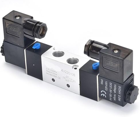 Solenoid Valve 220V Pneumatic 4V220-08 Air 5 Way 2 Position 1/4 Inch Coil Alloy Internal DC 12V Electric 24V AC 110V 1Pcs(4v220-08,AC 220V) in Saudi Arabia