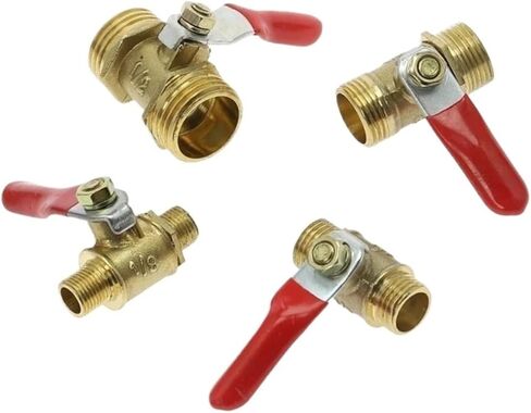 1Pcs Brass Ball Valve Male Thread Connector, Copper Pipe Fitting Joint Adapter for Plumbing, Various Sizes, 1/8 1/4 3/8 1/2(3/8") in Kuwait