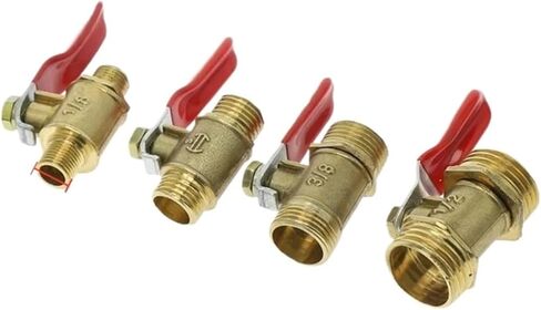 1Pcs Brass Ball Valve Male Thread Connector, Copper Pipe Fitting Joint Adapter for Plumbing, Various Sizes, 1/8 1/4 3/8 1/2(3/8") in Kuwait