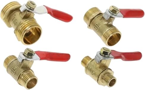 1Pcs Brass Ball Valve Male Thread Connector, Copper Pipe Fitting Joint Adapter for Plumbing, Various Sizes, 1/8 1/4 3/8 1/2(3/8") in Kuwait