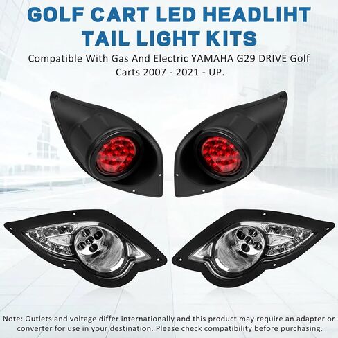 مجموعة إضاءة عربة الجولف لـ YAMAHA G29 Drive 2007-2025، 12 فولت مجموعة المصابيح الأمامية لعربة الجولف لـ YAMAHA Led تتضمن إشارات الانعطاف ومفتاح الإضاءة الخطرة، والقرن الخلفي، والمصابيح الأمامية، ووسادة الفرامل in Kuwait