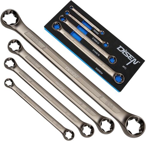 مجموعة مفاتيح ربط E-Torx مكونة من 6 قطع من DISEN، مجموعة مفاتيح ربط نهاية صندوق مزدوج، فولاذ CR-V، مجموعة مفاتيح ربط تتضمن E6*E8، E7*E11،E10*E12، E14*E18، E16*E22 وE20*E24 in Kuwait