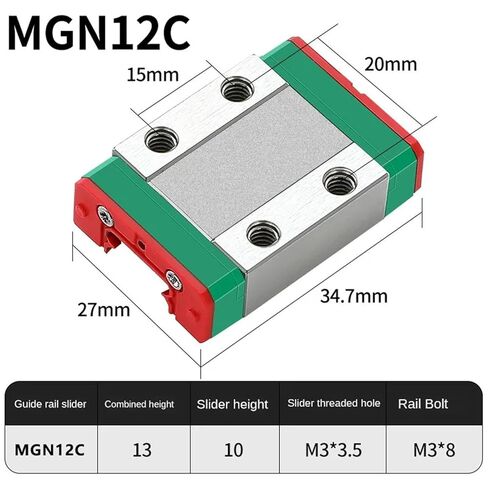 MGN12 1* Rail Guide 100 150 200 250 300 350 405mm + 1Pcs Linear Block(350mm) in Saudi Arabia
