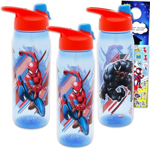 Spiderman Water Bottles 3 Pack - Bundle with 3 Reusable Drink Cups for Home, School, Sports, Party Favors Plus Stickers, More | 20 Oz Spiderman Water Bottles Set in Kuwait