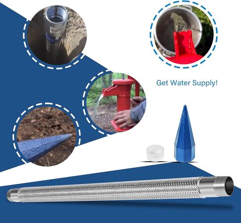 1-1/4 in Drive Well Point, 36 in Pipe Length, Heavy Duty Shallow Well Point，60 Ga, Galvanized Inner Pipe, Stainless Steel Jacket Over Gauge，#1722-1 in Kuwait