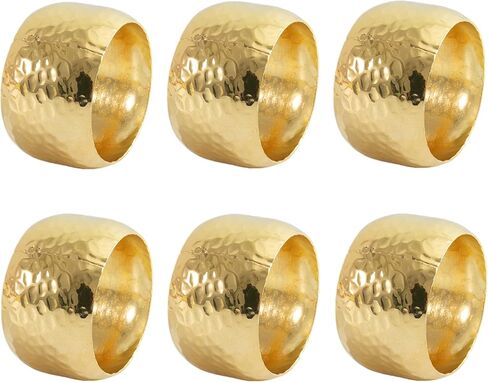 6 PCS Gold Napkin Rings Exquisite Metal Napkin Rings Gold Napkin Holder Thanksgiving Round Napkin Rings Holders for Dinner Table Decor,Party,Wedding,Valentines Day in Kuwait