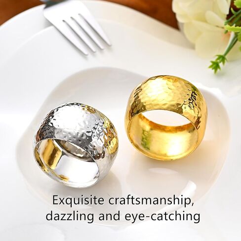 6 PCS Gold Napkin Rings Exquisite Metal Napkin Rings Gold Napkin Holder Thanksgiving Round Napkin Rings Holders for Dinner Table Decor,Party,Wedding,Valentines Day in Kuwait