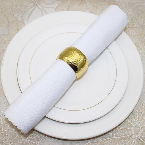 6 PCS Gold Napkin Rings Exquisite Metal Napkin Rings Gold Napkin Holder Thanksgiving Round Napkin Rings Holders for Dinner Table Decor,Party,Wedding,Valentines Day in Kuwait