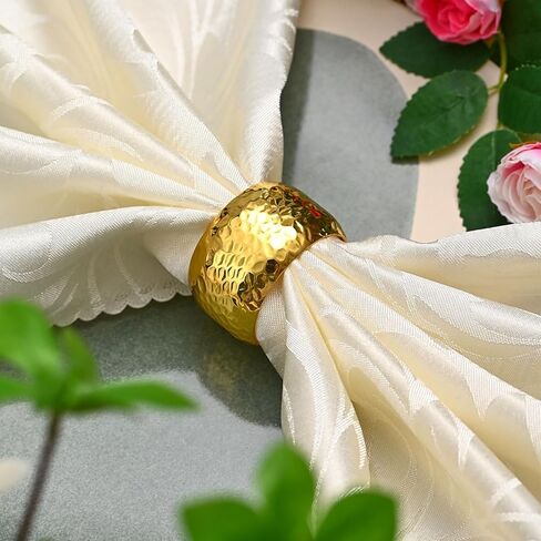 6 PCS Gold Napkin Rings Exquisite Metal Napkin Rings Gold Napkin Holder Thanksgiving Round Napkin Rings Holders for Dinner Table Decor,Party,Wedding,Valentines Day in Kuwait