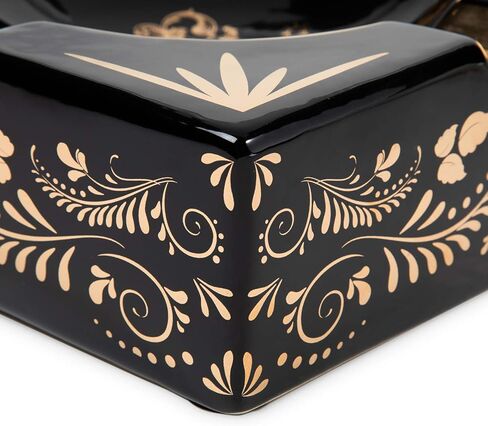 Hermanos Diablo Large Cigar Ashtray for Outdoor Outside Patio Indoor, Black Gold Ceramic Ash Tray Fancy & Cool 4 holders perfect cenicero for your cigarros, Luxury Ashtrays for men in Kuwait