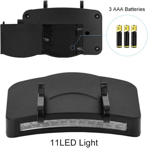 LED Cap Light, 11 Ultra Bright White LEDs, Clip-on, Hands-Free, 50lm, Lightweight, for Night Fishing, Camping, Hiking in Kuwait