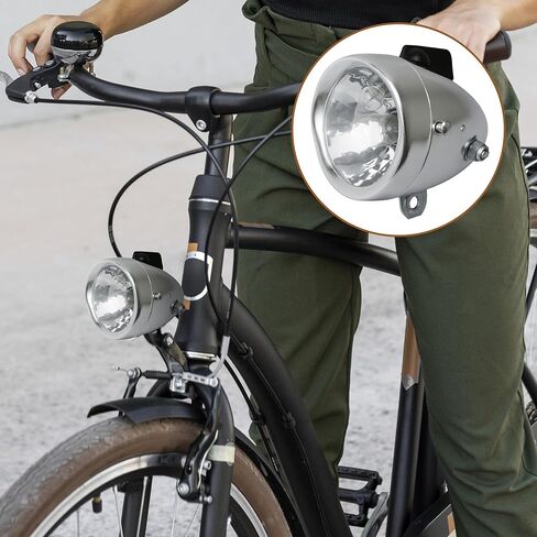 Dynamo Bike Light Kit Vintage Motorized Bicycle Friction 12V 6W Generator Headlight & Tail Light Lamp Retro Style Universal Set, Includes Lights & Parts in Kuwait