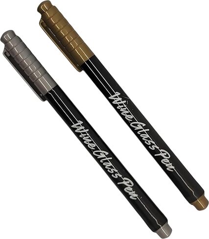 Bexter Reusable Metallic Wine Glass Marker Set of 2 | Quick-Dry Smudge-Free Pens | Erasable Gold & Silver Ink for Events, Parties, Weddings, and Celebrations in Kuwait