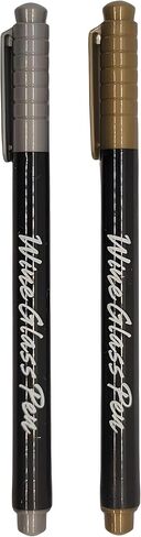 Bexter Reusable Metallic Wine Glass Marker Set of 2 | Quick-Dry Smudge-Free Pens | Erasable Gold & Silver Ink for Events, Parties, Weddings, and Celebrations in Kuwait