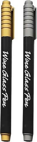 Bexter Reusable Metallic Wine Glass Marker Set of 2 | Quick-Dry Smudge-Free Pens | Erasable Gold & Silver Ink for Events, Parties, Weddings, and Celebrations in Kuwait