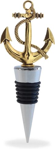Cheers Gold Anchor Metal Wine Stopper - Elegant Vacuum Seal Reusable Nautical Ship Anchor Wine Bottle Stopper Airtight Leak Proof Bottle Topper Cork Plug, Home Decor & Bar Tool Accessory Unique Gift in Kuwait
