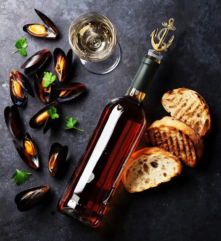 Cheers Gold Anchor Metal Wine Stopper - Elegant Vacuum Seal Reusable Nautical Ship Anchor Wine Bottle Stopper Airtight Leak Proof Bottle Topper Cork Plug, Home Decor & Bar Tool Accessory Unique Gift in Kuwait