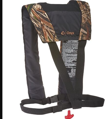 Onyx A/M-24 Inflatable Life Jacket – Automatic/Manual, USCG Approved, Lightweight Low-Profile Design, Convertible Inflation System, Max-5 Camo in Kuwait