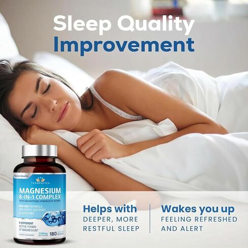 8 in 1 Magnesium Complex for Women & Men 426mg | 180 Vegan Capsules | MAG-8 Blend: Citrate, Bisglycinate, Malate, & More | Non-GMO Magnesio Complex Supplement | Provides 100% Daily Recommended Value in Kuwait