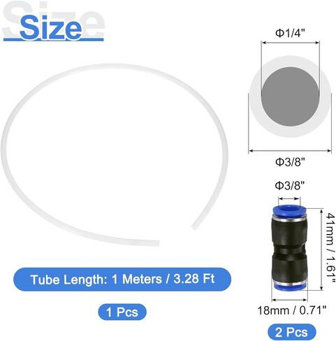 خرطوم أنابيب PTFE بطول 3.28 قدم من uxcell، خرطوم طابعة ثلاثي الأبعاد عازل 1/4 بوصة معرف × 3/8 بوصة OD فائق النعومة مع تركيبات هوائية لأنابيب نقل الطابعة ثلاثية الأبعاد، أبيض in Kuwait