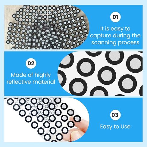 300pcs 3D Scanning Marker for 3D Scanners, High Reflective Positioning Dots for 3D Scanners,Adhesive Scan Marker Stickers, 3D Markers for Enhanced Scan Precision(10mm&6mm) in Kuwait