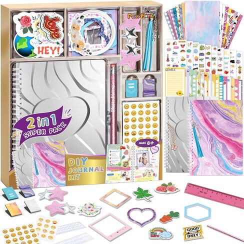 PERRYHOME DIY Journal Kit for Girls Ages 8-14, DIY Girls Journal Set for Teenage Girls Scrapbook & Diary Kits, Journaling Art Crafts Kit Teen 8 9 10 11 12 13 14 Year Old Girl Birthday Gifts - Purple in Saudi Arabia