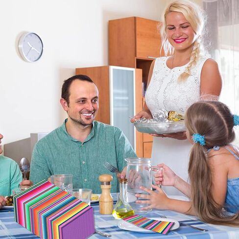 100 عبوة من مناديل الضيوف المكسيكية فييستا، مناديل عشاء ملونة للاستعمال مرة واحدة بطابع مكسيكي لتزيين حفلات عيد الميلاد وحفلات استقبال المولود الجديد in Kuwait
