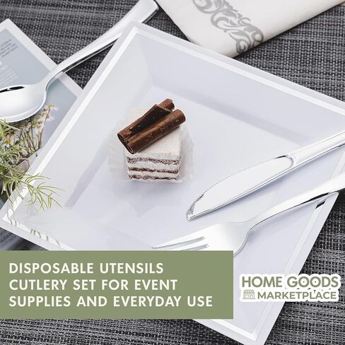 Silver Disposable Cutlery Set, 120 Count Spoons + Forks, Plastic Silverware Set, Perfect for Parties, Holiday Gatherings, Picnics, and Stocking the Pantry in Kuwait