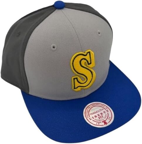 Mitchell & Ness MLB Seattle Mariners Triple Play Liberty Snapback Adjustable Hat Cap - Gray/Team Colors in Kuwait