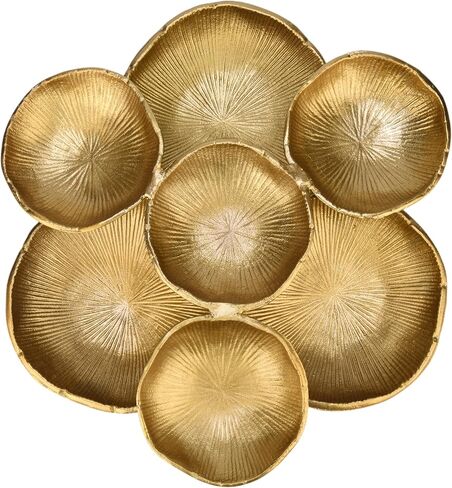 Cruiser’s Caché Cluster of 4 Small Rustic Gold Metal Bowls,10" total width, Sculpted Shell Design in Saudi Arabia