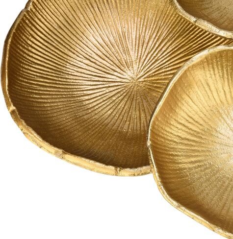 Cruiser’s Caché Cluster of 4 Small Rustic Gold Metal Bowls,10" total width, Sculpted Shell Design in Saudi Arabia